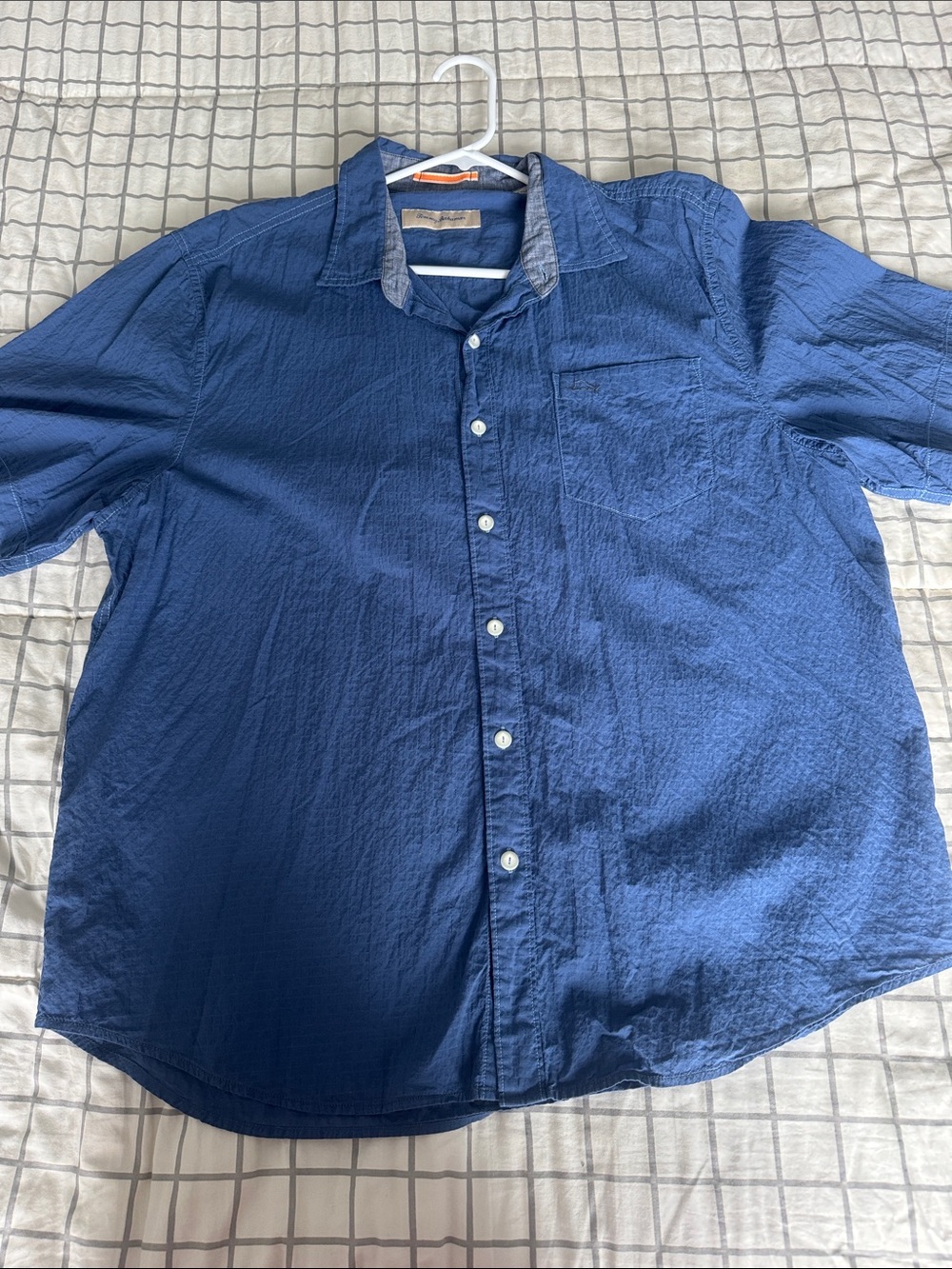 Tommy Bahama Navy Textured Short-Sleeve Button-Down Shirt